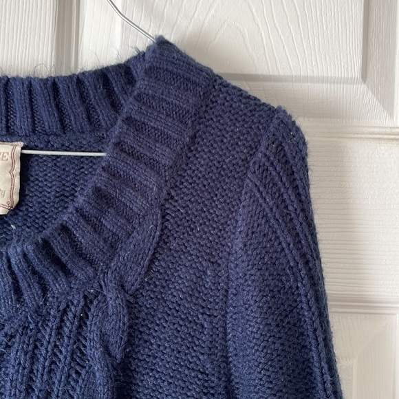 Pink rose navy blue chunky cable knit ribbed knitted crew neck Tunic sweater S - Picture 7 of 17